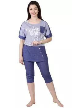 Жен. костюм "Лён" Синий р. 48