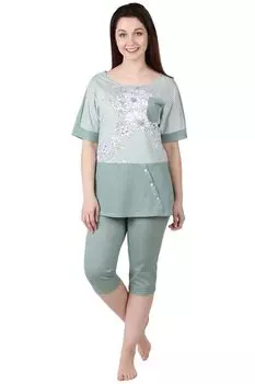 Жен. костюм "Лён" Зеленый р. 48
