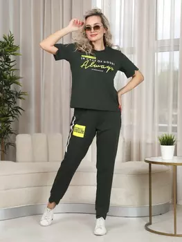 Жен. костюм повседневный арт. 17-0367 Темный хаки р. 52