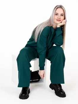 Жен. костюм повседневный арт. 17-0408 Темно-зеленый р. 48