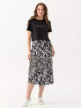 Жен. костюм повседневный "Энимал Черный" р. 44