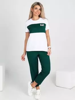 Жен. костюм повседневный "Микс" Зеленый р. 56