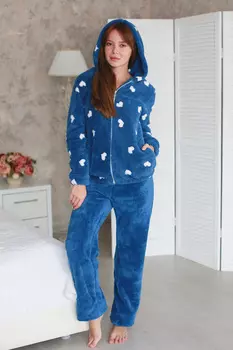 Жен. костюм "Теплое сердце" Синий р. 52