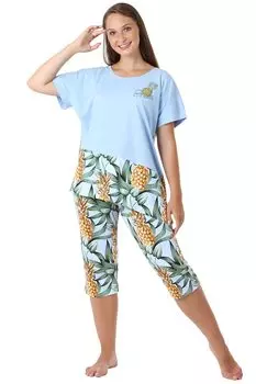 Жен. пижама "Ананас" Голубой р. 62