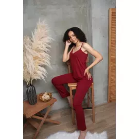 Жен. пижама арт. 17-0215 Бордовый р. 46