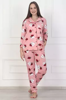 Жен. пижама "Клубничный зайка" Розовый р. 44