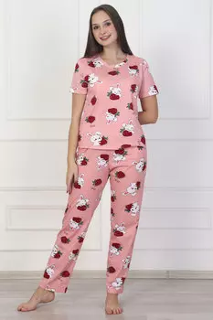 Жен. пижама "Клубничный зайка Розовый" р. 54