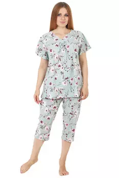 Жен. пижама "Полянка" Зеленый р. 52