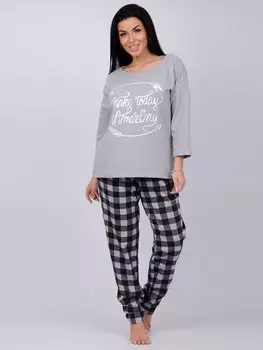 Жен. пижама с брюками "Амазонка" Серый р. 52