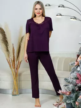 Жен. пижама с брюками арт. 16-0693 Баклажан р. 48