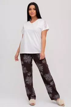 Жен. пижама с брюками арт. 23-0088 Коричневый р. 52
