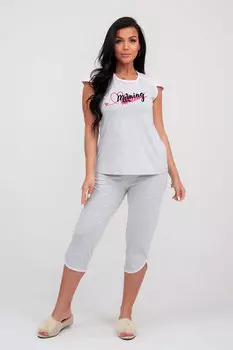 Жен. пижама с брюками арт. 23-0375 Серый р. 48