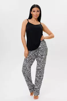 Жен. пижама с брюками арт. 23-0631 Черно-белый р. 52