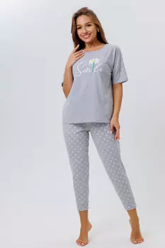 Жен. пижама с брюками арт. 23-0644 Серый меланж р. 54