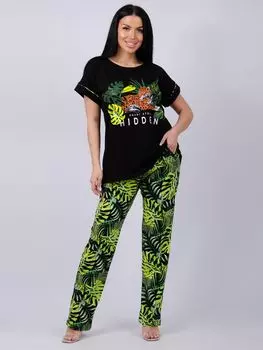 Жен. пижама с брюками "Баунти" Черный р. 54