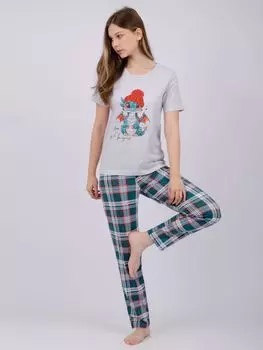 Жен. пижама с брюками "Дракоша" Серый р. 50