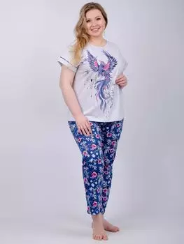 Жен. пижама с брюками "Феникс" Синий р. 52
