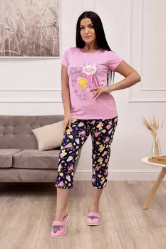 Жен. пижама с брюками "Фреш" Розовый р. 52