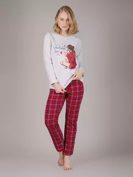 Жен. пижама с брюками "Элен" Красный р. 42