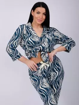 Жен. пижама с брюками "Классика" Изумрудный р. 44