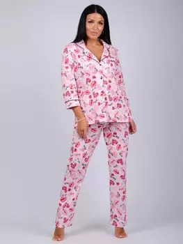 Жен. пижама с брюками "Классика" Розовый р. 48