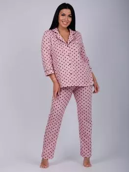 Жен. пижама с брюками "Классика" Розовый р. 48