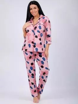 Жен. пижама с брюками "Классика" Розовый р. 48