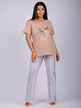 Жен. пижама с брюками "Колибри" Бежевый р. 50