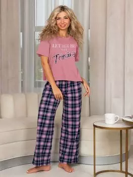 Жен. пижама с брюками "Краш" Розовый р. 60