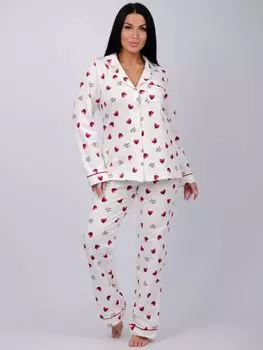 Жен. пижама с брюками "Ланвин" Белый р. 48