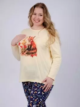 Жен. пижама с брюками "Лис" Желтый р. 52