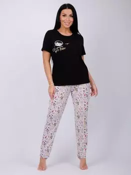 Жен. пижама с брюками "Магия" Черный р. 44
