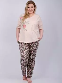 Жен. пижама с брюками "Мальта" Бежевый р. 52