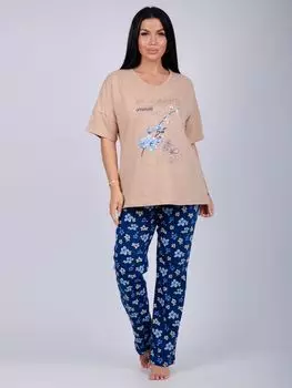 Жен. пижама с брюками "Мальта" Синий р. 52