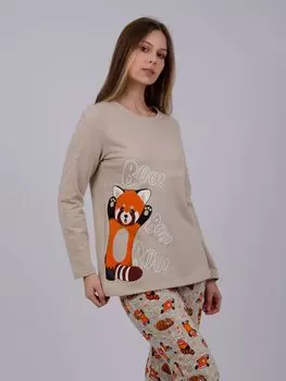 Жен. пижама с брюками "Микки" Бежевый р. 52