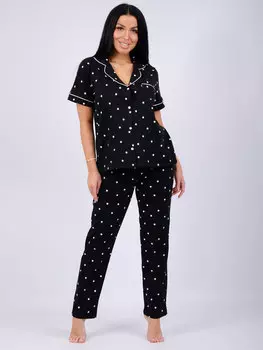 Жен. пижама с брюками "Модерн" Черный р. 48