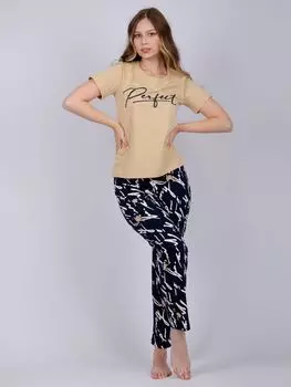 Жен. пижама с брюками "Монталь" Бежевый р. 44