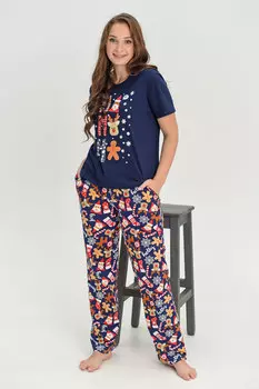 Жен. пижама с брюками "Пряник" Чернильный р. 48
