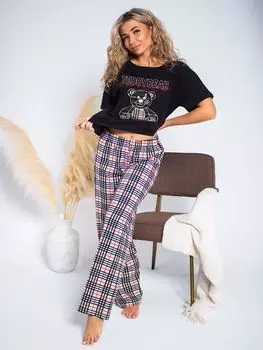 Жен. пижама с брюками "Сабина" Черный р. 46