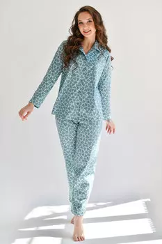 Жен. пижама с брюками "Сердцебиение" Мятный р. 50