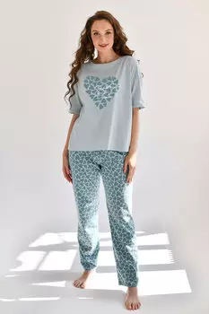 Жен. пижама с брюками "Сердцебиение" Мятный р. 48