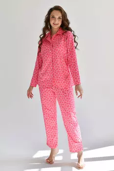 Жен. пижама с брюками "Сердцебиение" Розовый р. 48
