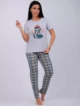 Жен. пижама с брюками "Символ Серый" р. 44