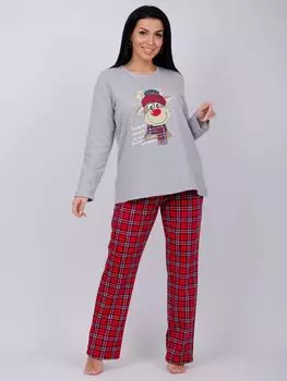 Жен. пижама с брюками "Сноу" Красный р. 48