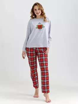 Жен. пижама с брюками "Сюрприз Серый" р. 48