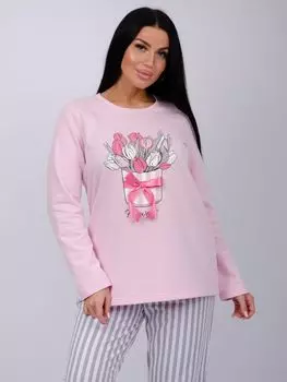 Жен. пижама с брюками "Тюльпаны" Розовый р. 46