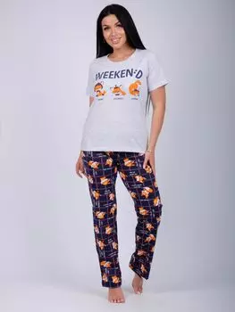 Жен. пижама с брюками "Уикенд" Серый р. 46