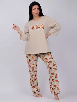 Жен. пижама с брюками "Викки" Бежевый р. 58