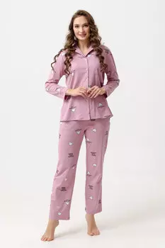 Жен. пижама с брюками "Волшебство" Брусничный р. 52