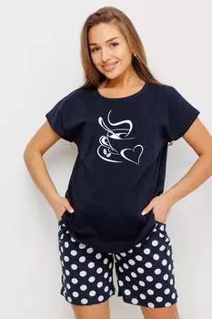Жен. пижама с шортами арт. 23-0642 Темно-синий р. 48